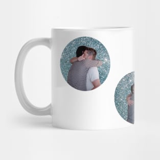 j2 and cockles hugs jared and jensen misha and jensen hugs with glitter sparkles supernatural round design Mug